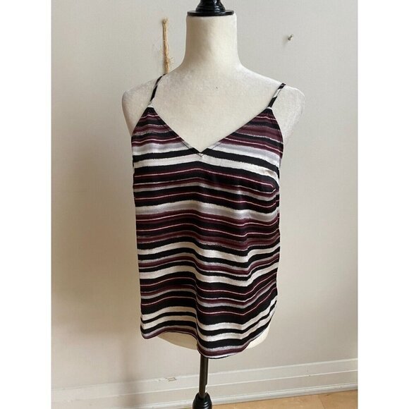 halogen BNWOT women stripe tank top sz small NEW v neck - Picture 2 of 6